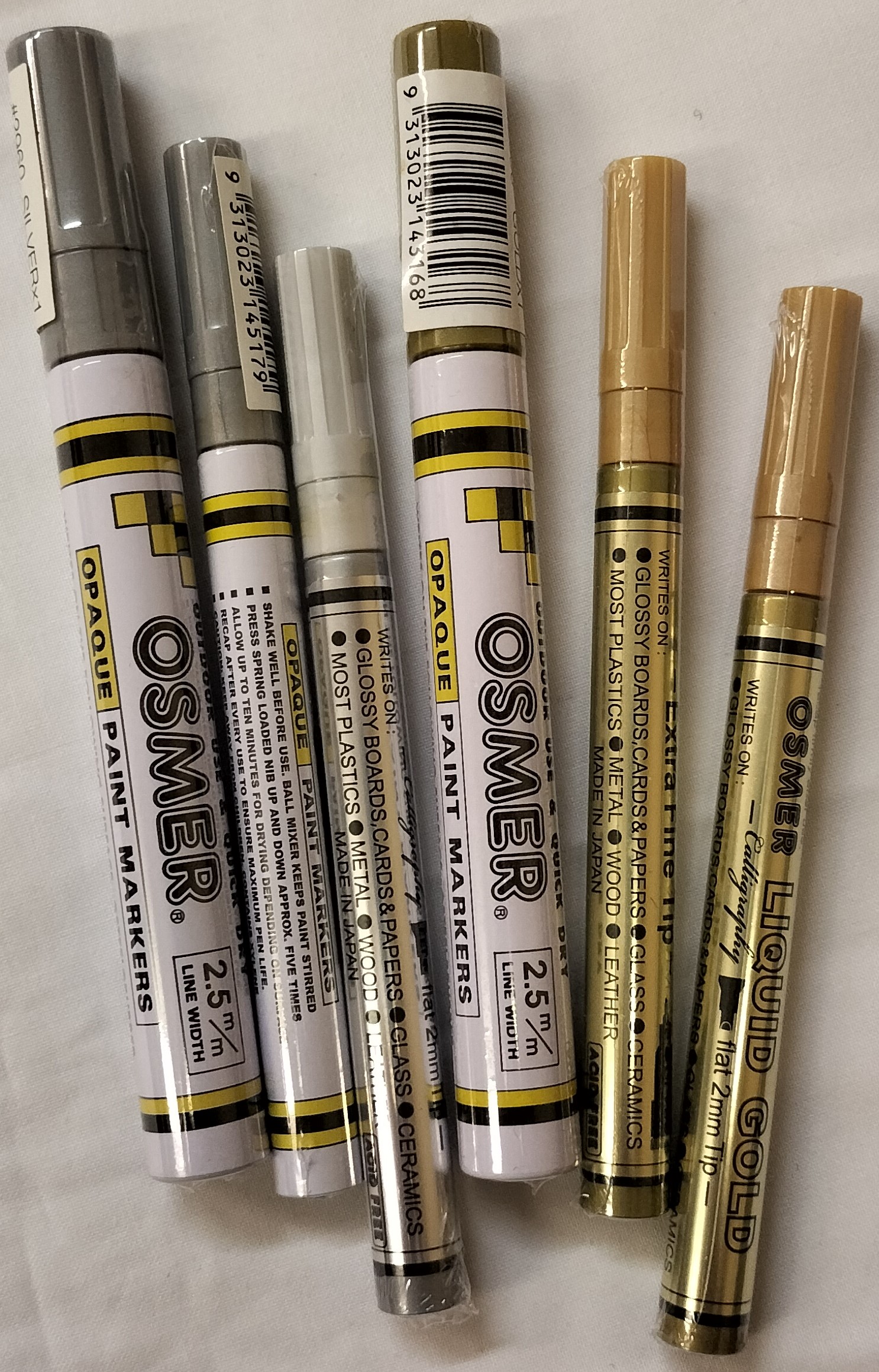 Osmer Gold 3 Sizes + Silver 3 Sizes Pens SPECIAL PRICE